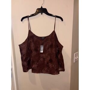 New Express Floral Lace Cami Tank Top Brown Sleeveless XL $64